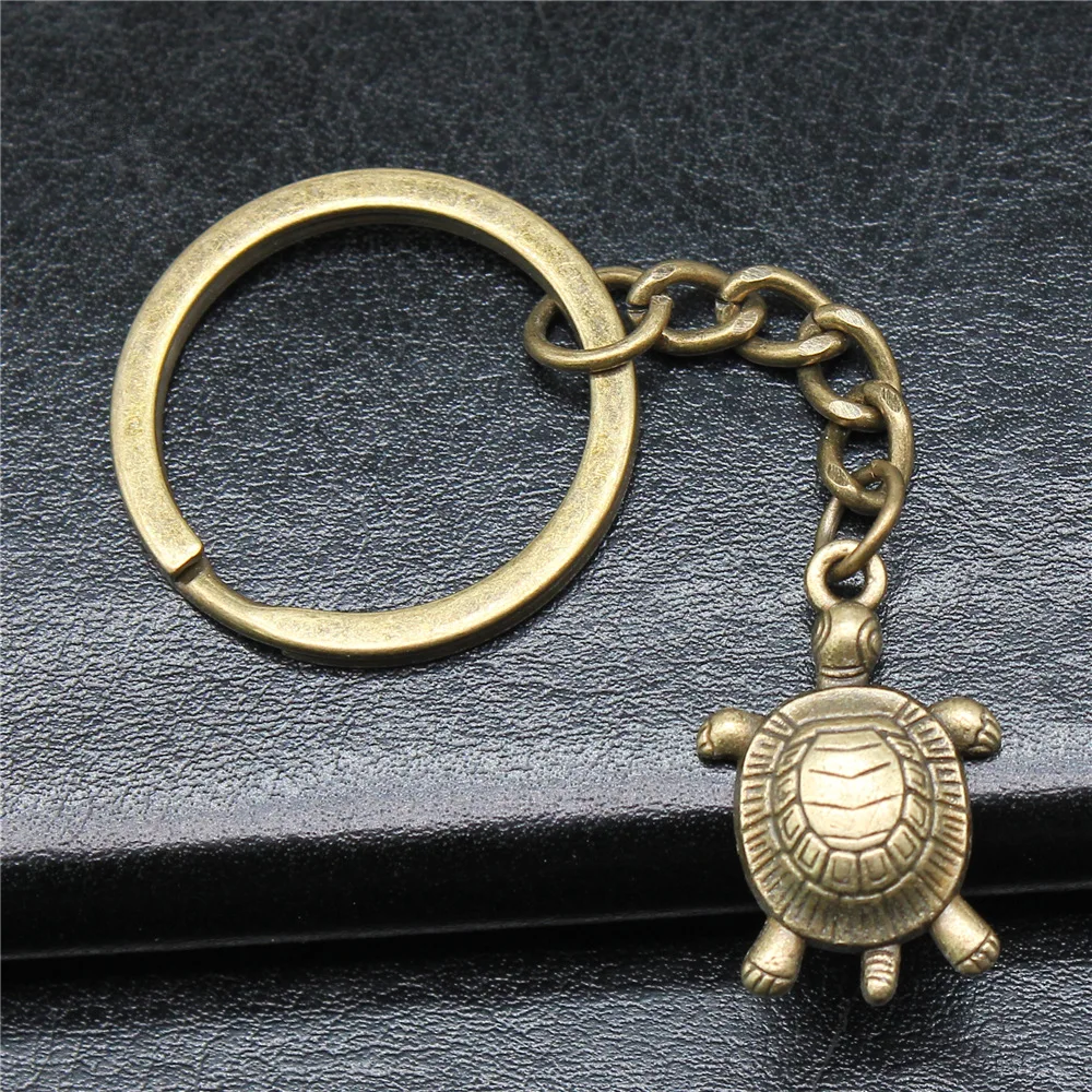 Keychain Holder Dropshipping Vintage Handmade Antique Bronze Color 24x16mm Sea Turtle Pendant Keyring image 2