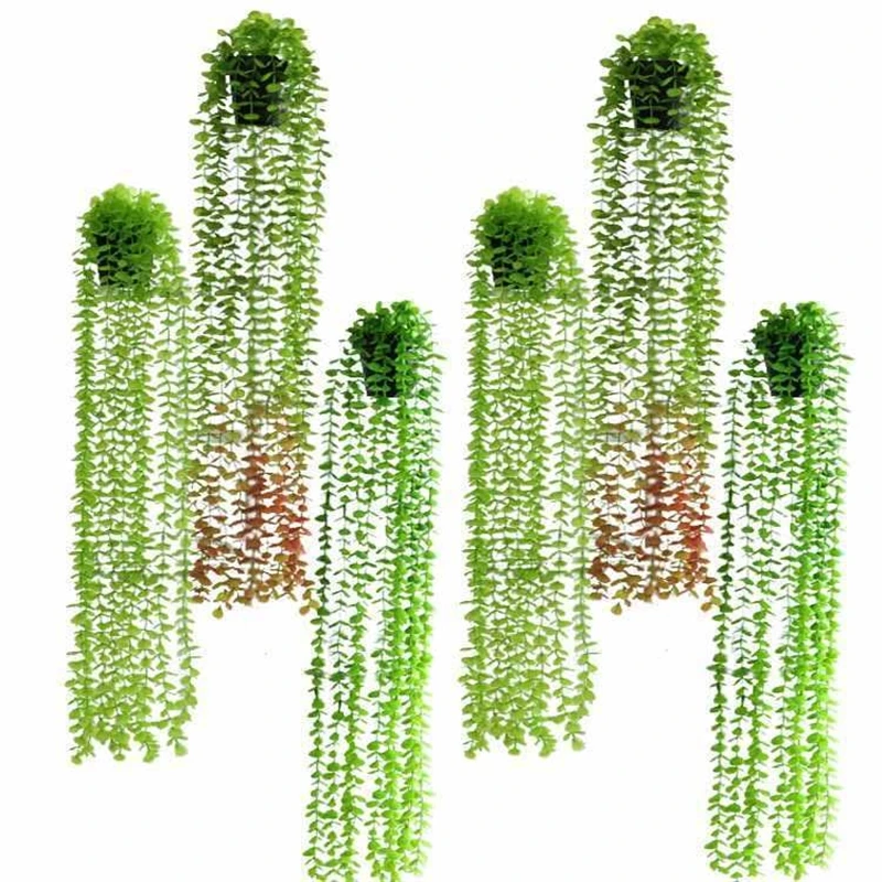 

Artificial Hanging Plastic Vine Green Leaf Plant Home Wall Decor Indoor Garden Living Room Decoration Fake Foliage Potted Plants