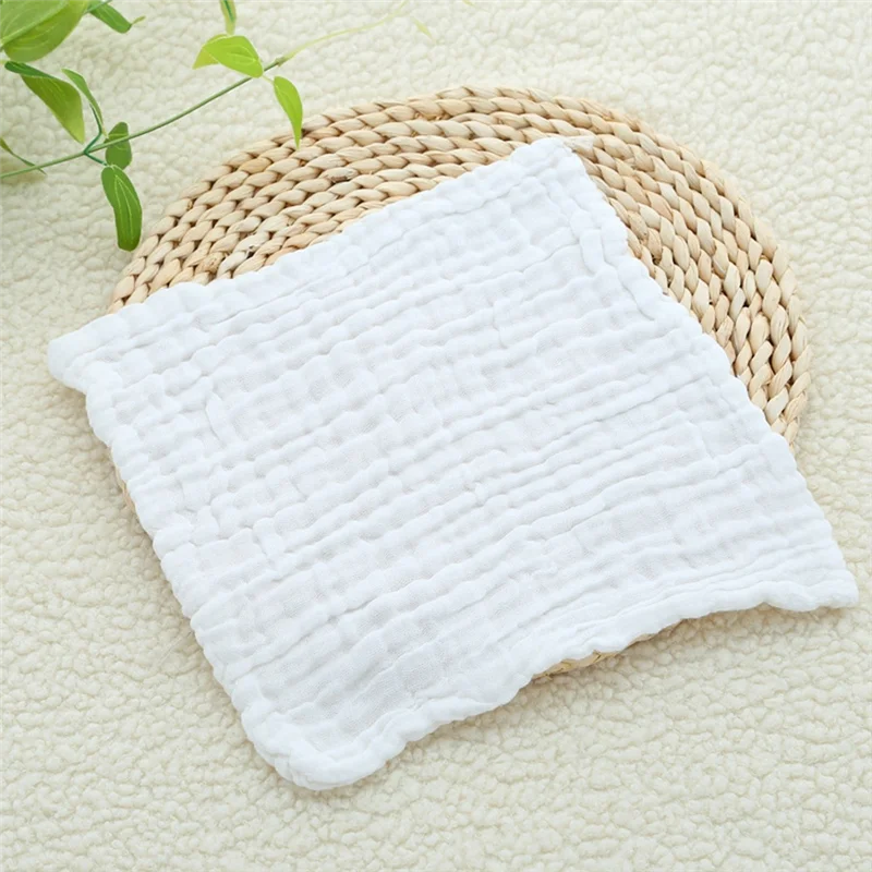 

B05B-Baby Muslin Bath Towels, 30 Pack Of Reusable Soft Absorbent Cotton Baby Face Towel, For Baby's Delicate Skin White