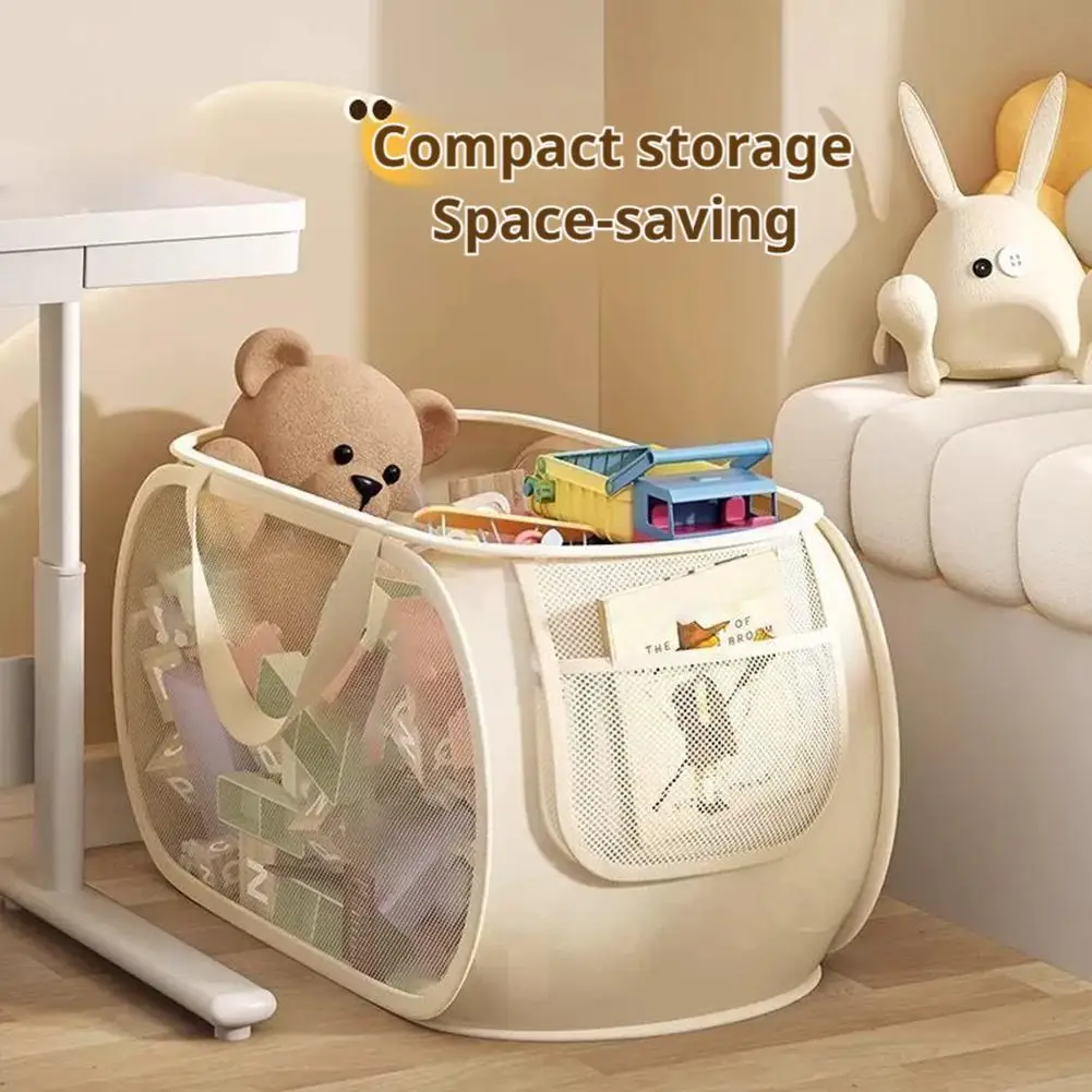 60x34x34cm Large Toy Storage Basket Collapsible Laundry Clothes Bin Hamper for Kids Plush Toys Nursery Living Room Organizer