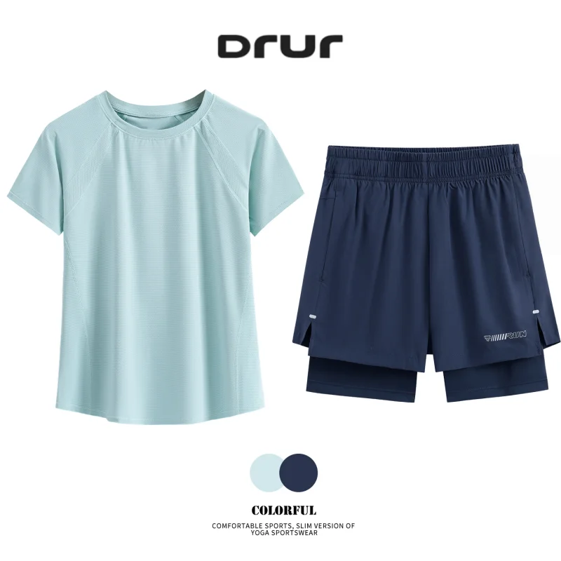 

DRUR Women Summer Running Set Loose Fit Breathable Short Sports Outfit 2 Piece Activewear Gym Workout Tracksuit Active Wear New
