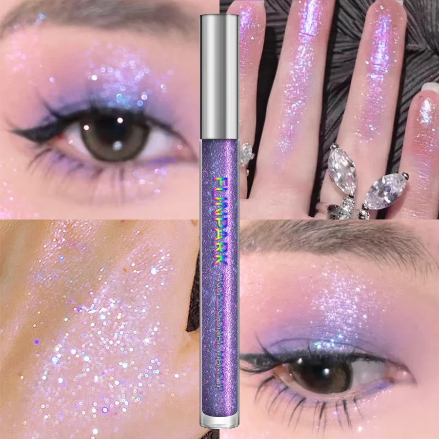 Purple Liquid Eyeshadow Metallic Diamond Shiny Eye Liner Pen Glitter Eyeshadow Palette Lasting Shimmer Brighten Makeup Cosmetic