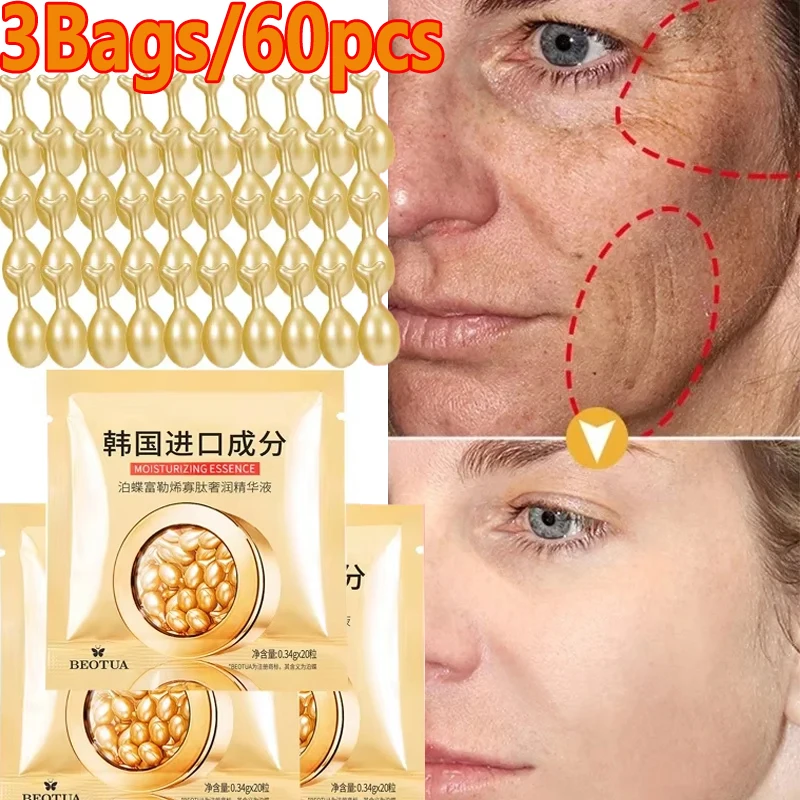 

60pcs Hyaluronic Acid Wrinkle Remover Capsules Serum Firming Lift Anti-Aging Essence Fade Fine Lines Brighten Korean Skin Care