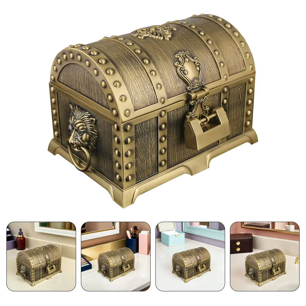 

Vintage Zinc Alloy Jewelry Box Decorative Chest for Earrings Rings Necklaces Bracelets Watches Elegant Design Material