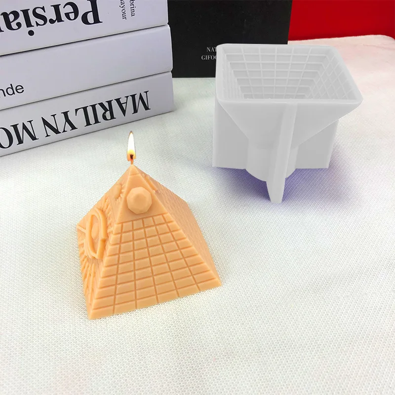 3D Egyptian Pyramid Silicone Candle Molds Handmade Pyramid Crafts Resin Gypsum Concrete Mud Mold Home Decoration Festival Gift