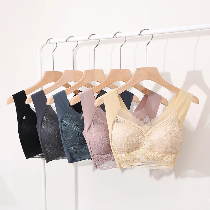 FINETOO 2 ชิ้น Plus ขนาดเซ็กซี่ Crop Tank Top Bra Push Up Bras ผู้หญิงไร้สาย Bralette Femme ชุดชั้นในกีฬาชุดชั้นในลูกไม้