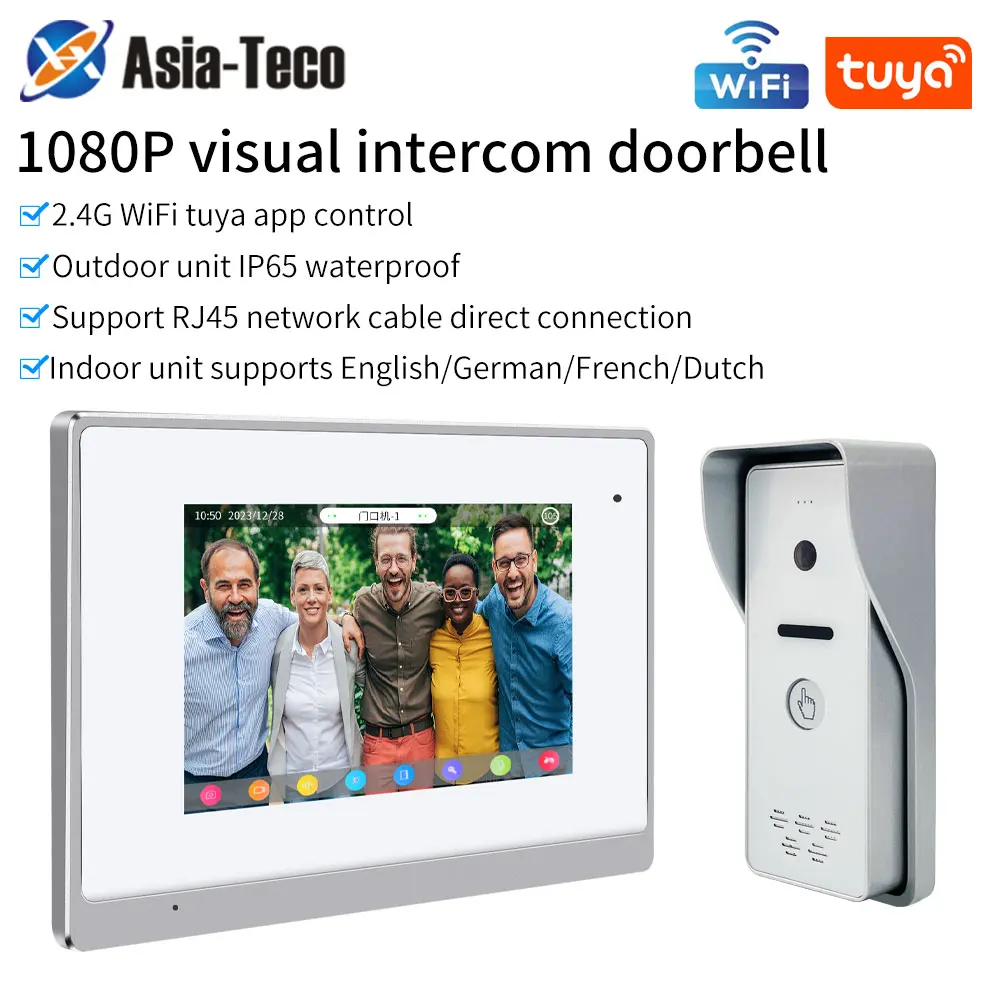 TUYA 7Inch WiFi Digital 1080P Video Intercom Smart  APP Wireless Video Door Phone Access Control System for Home Villa Apartment