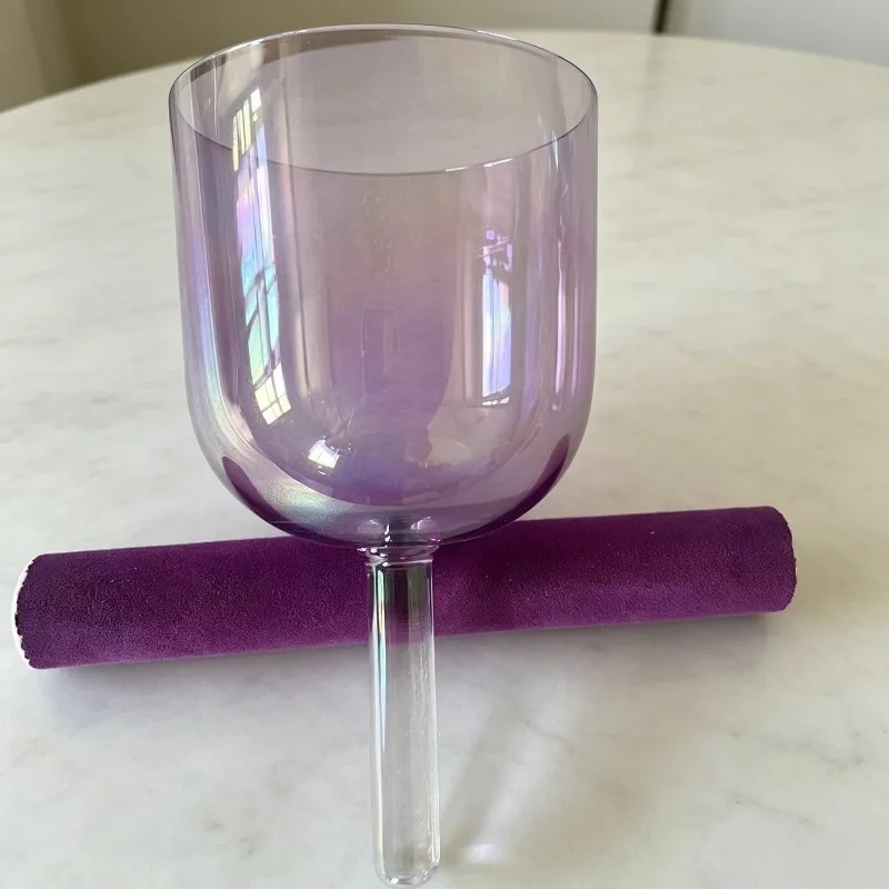 Crystal Singing Bowl Handle Sound Bowls Meditation Sound Healing Chakra Quartz Bowls Yoga Mindfulness Instruments with Mallet