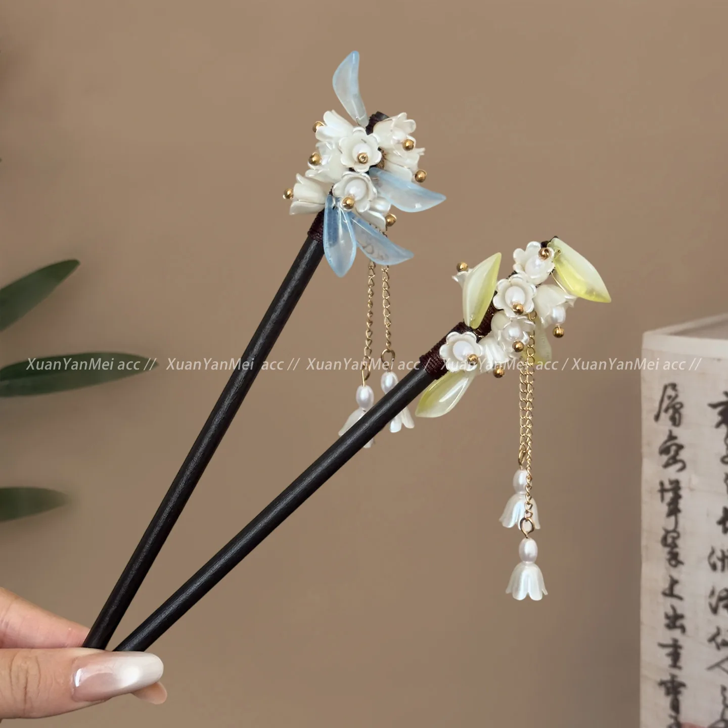 Chinese Style Traditional Hairpin Lily of Valley Tassel Hair Sticks Elegant Hair Accessory for Women Hanfu Cheongsam Wedding view 3