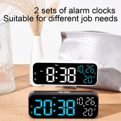 Digital Wall Decor LED Alarm Clock With Voice Control 3-level Brightness Adjustment Temperature Display Countdown Function