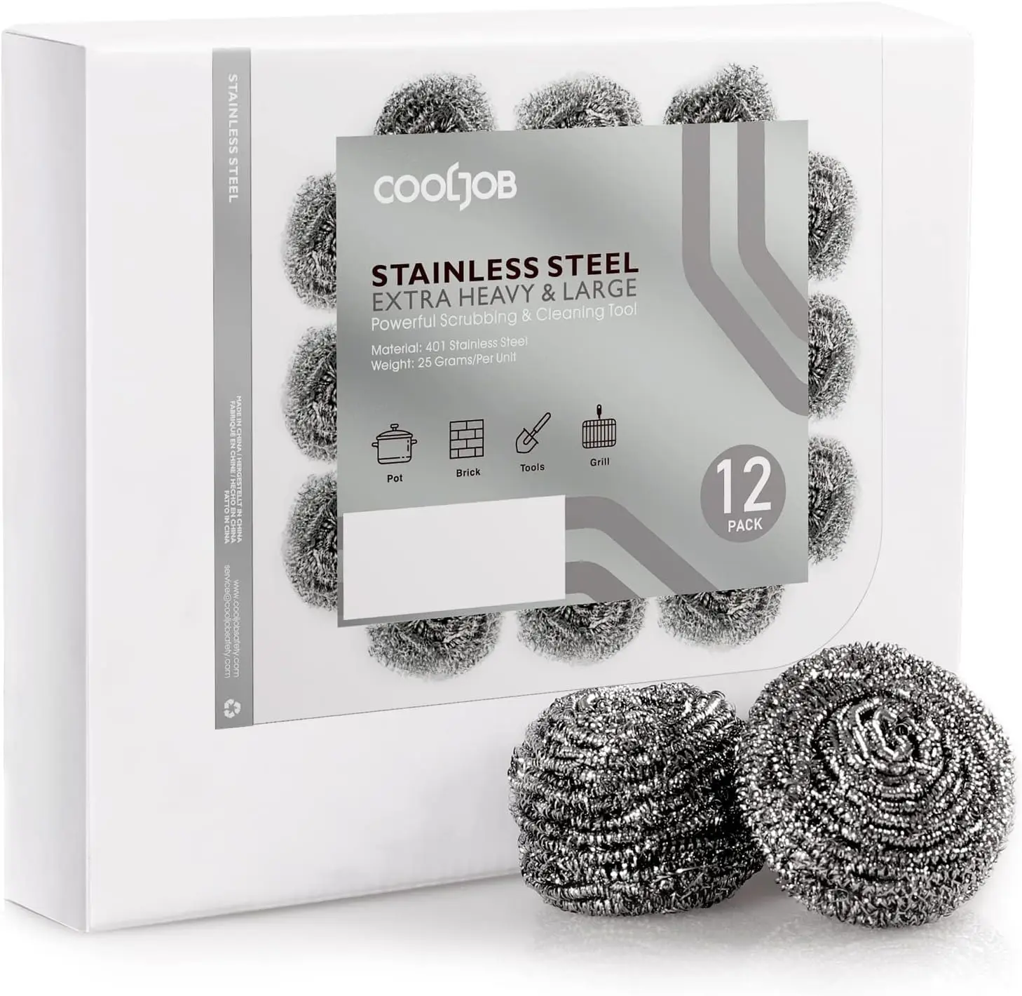 

12 Pack Stainless Steel Scrubber Sponges, Heavy Duty Metal Scouring Pads for Dishes, Pots, Pans, Ovens, Uncoated Cookware