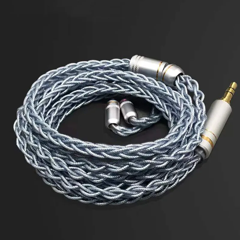 كابل سماعة رأس من رقائق الفضة ، إضاءة ميكروفون ، DIY ، 8 Core ، 2Pin ، A2DC ، QDC ، IE80 ، MMCX ، ، للي ،