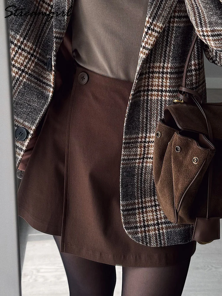 

Streamgirl Asymmetric Mini Skorts For Women Summer Elastic High Waist Zipper Black Mini Skirts Shorts Ladies Casual Women Shorts