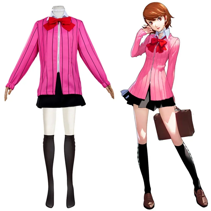 Adult Women Game Persona Yukari Takeba Cosplay Costume Fantasy School Uniform Coat Skirt Outfits Halloween Carnival Party Suit