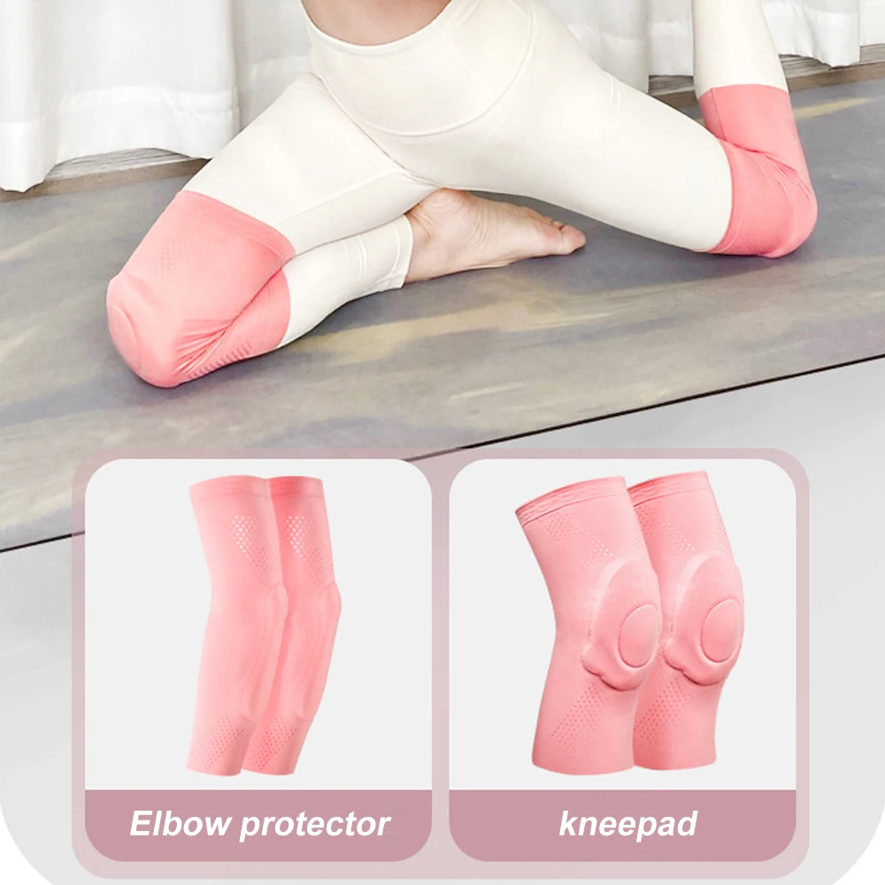 1Pair Compression Knee Elbow Pads With Silicone Gel Pad, Volleyball Knee Pads for Women Girls Dancers Yoga Pole Floor Dance