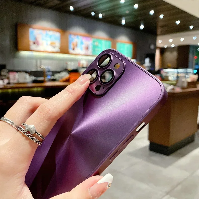 Comes With Lens Film Aurora Phone Case For iPhone 16 15 Pro Max 14 13 12 11 Hard Back Cover