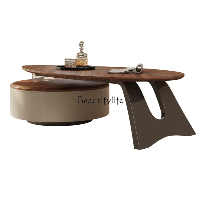 

Household coffee table high-end new walnut special-shaped American retro style tea table