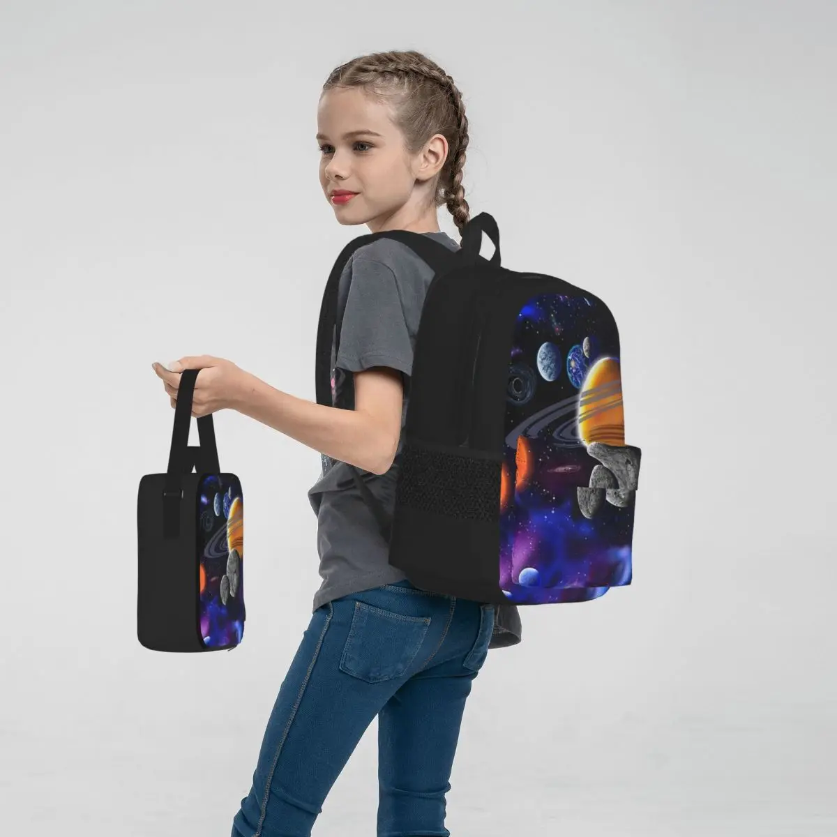 Sonnensystem Space Planets Universe Rucksäcke Jungen Mädchen Büchertasche Kinder Schultaschen Rucksack Lunchtasche Stifttasche Dreiteiliges Set