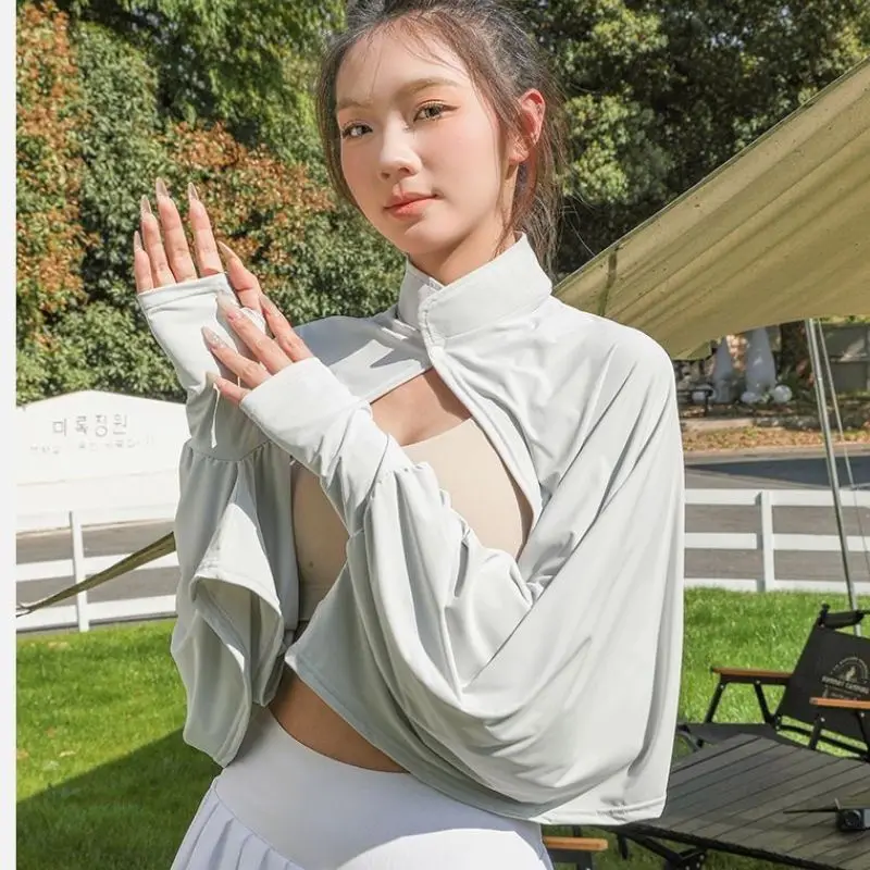 

Женская ультратонкая футболка-накидка с длинным рукавом из ледяного шелка для защиты от УФ-излучения, для занятий спортом на открытом воздухе