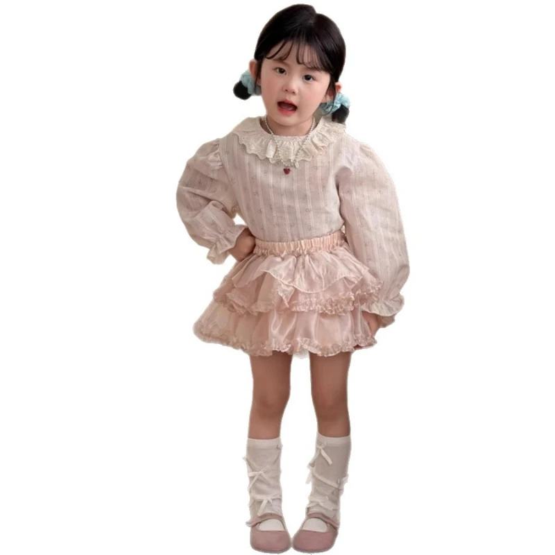

2026 Spring/Summer New Bow Printed Loose Long Sleeve Small Fresh Lace Collar Cute Doll Shirt
