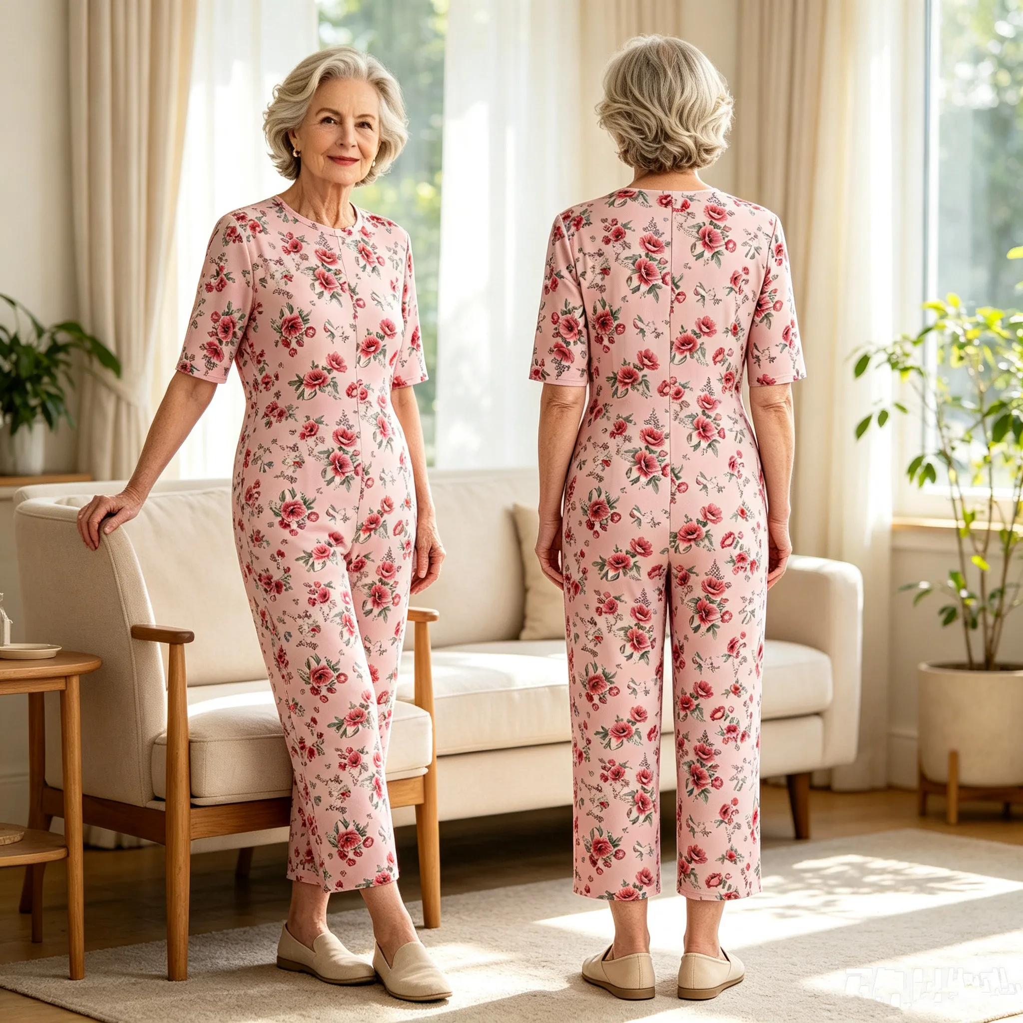 Women Elderly Alzheimer Anti-strip Jumpsuit Back Zipper Rompers Homewear Sleepwear Dementia Special Needs Adaptive Clothing