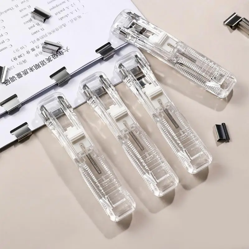 G8TA 핸드 헬드 종이 클립 클램프 디스펜서 40-50 시트 용량 손상 바인딩 없음, 재사용 가능한 금속 종이 클램프 파일 클립 클램프