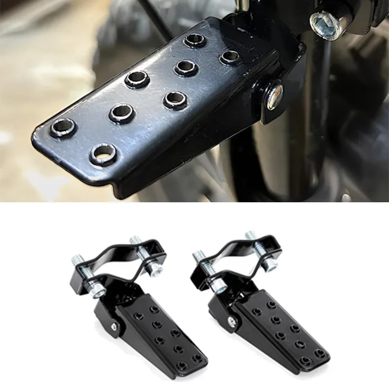 1 Pair Foldable Footrest Motorcycle Foot Pegs Rear Seat Pedals Modified Black Acesssories For Most Moto Bicycle Scooter ATV UTV