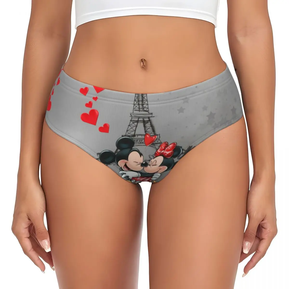 Женские трусики с Микки Маусом и Минни Маус на заказ, удобные трусы с Эйфелевой башней Love, нижнее белье