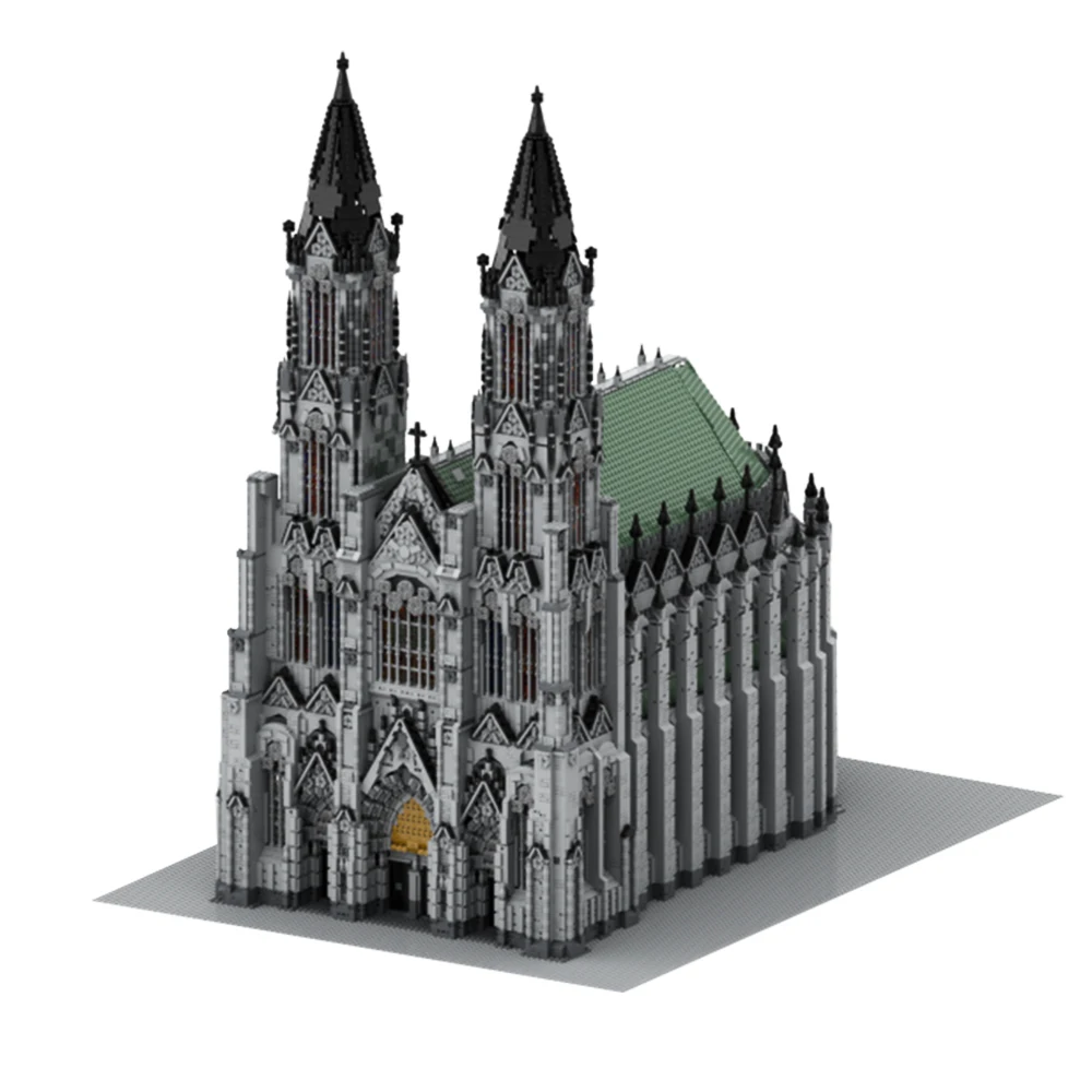 MOC Cologne Cathedral Castle Architectural Building Block Street View Medieval Church Giant Castle Model Toy for Children Gift