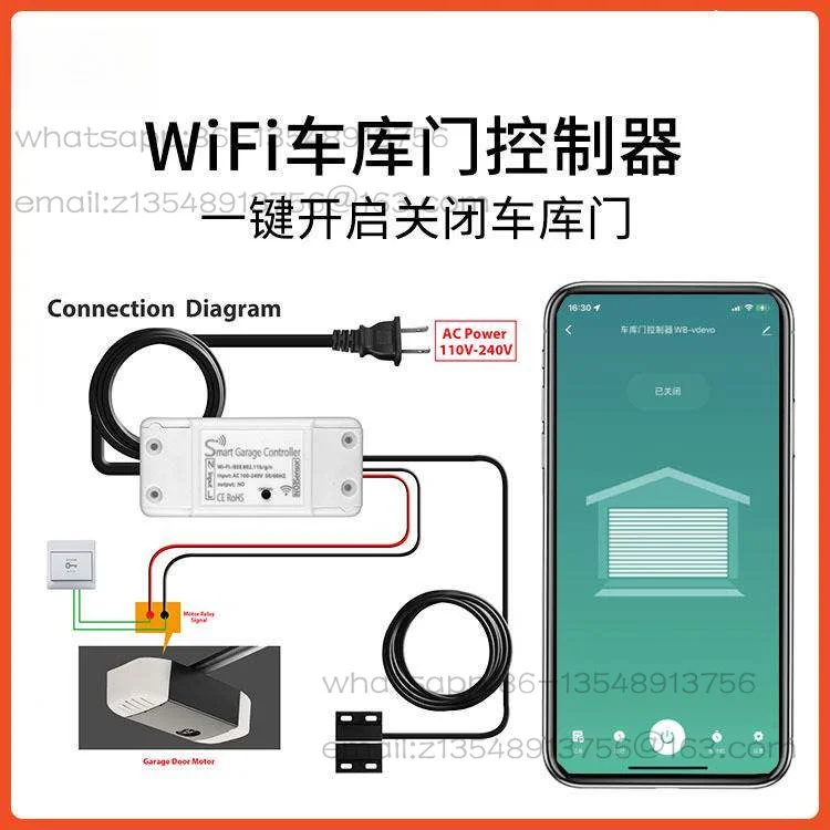 Garage door wifi rolling shutter door controller Smart voice mobile phone timing control Garage door opening and closing