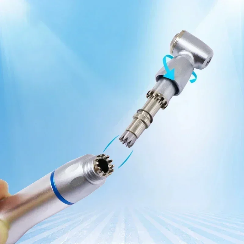 Ceramic Bearing Water Cooling Triple Spray Dental Slow Speed LED Handpiece Set Ratio 4:1 (Straight Handpiece/Contra Angle/Motor)