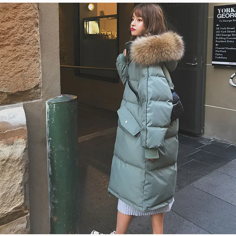 Winter Jacket for Women Big Size Long Parkas Fur Collar Hooded Cotton-padded Jacket Warm Thick Winter Clothes Women Cold Coats