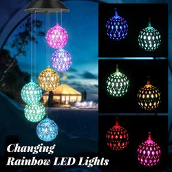 1pc Solar Moroccan Ball Wind Chime Lamp Villa Arrangement Colorful Hanging Light For Home Patio Grass and Terrace Decoration