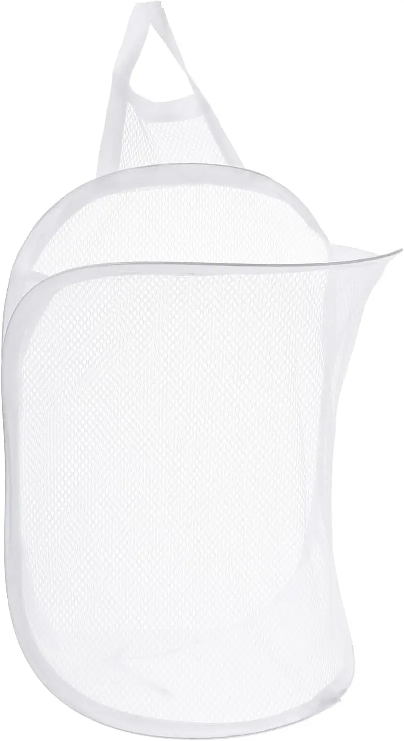 

Mesh Laundry Baskets, Hangable Small Hamper Portable Mesh Laundry Hamper for Hotel University Dormitory (White, Nylon)