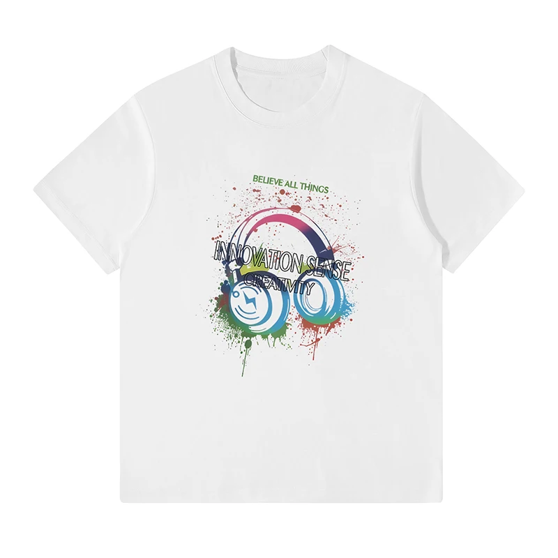 

New Summer Cotton T-shirts Unisex Couple Round Neck T-shirts Men Hip Hop Style High Street Tops Fashion Loose Breathable Tees