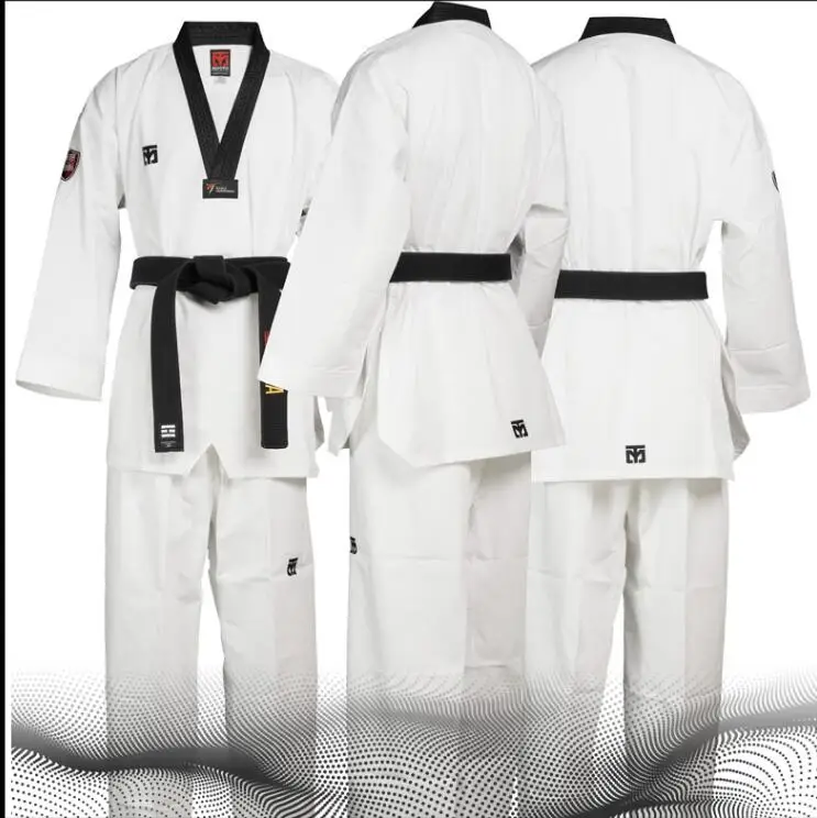 MOOTO Basic 5 Taekwondo garnitury Unisex szkolenia Taekwondo garnitur czarny kołnierzyk kropla wody linie projekt może dostosować drukowanie