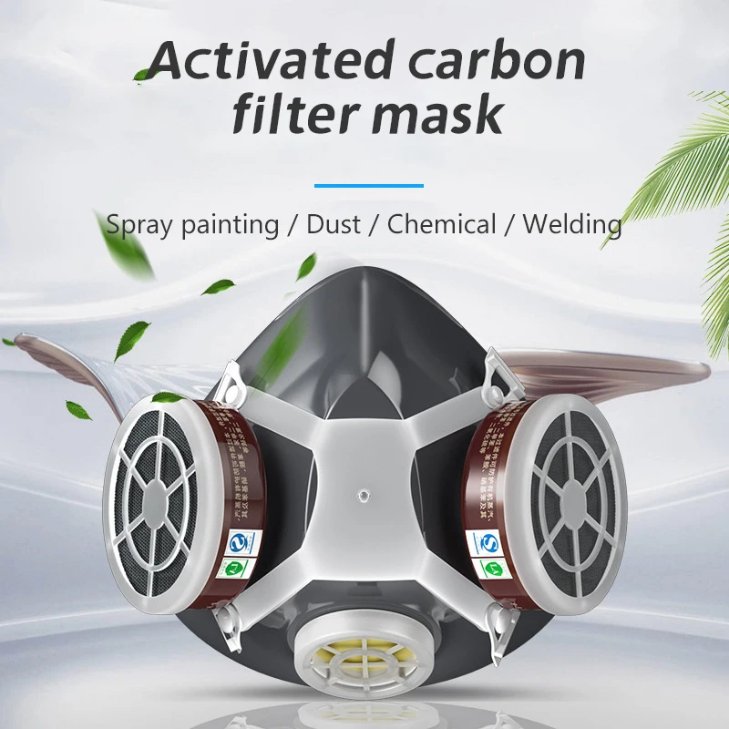 

Painting Gas Mask Respirator Set Dual Charcoal Filters Spray Chemical Industry Pesticide Anti Fog Glasses Protective Masks