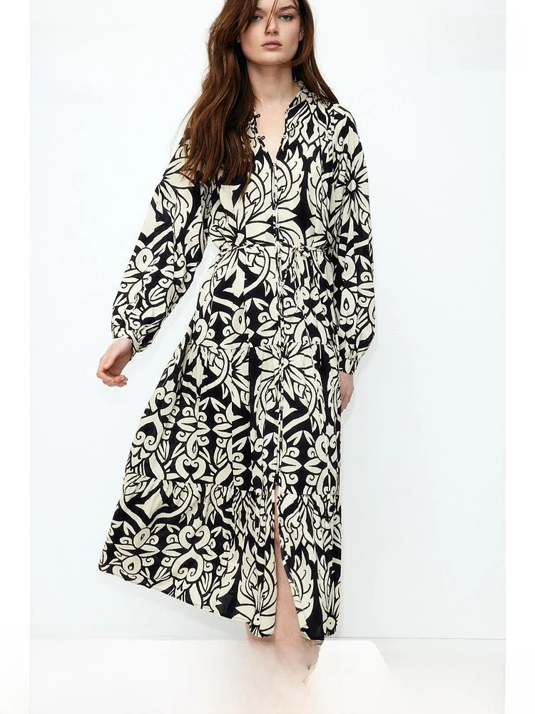 เสื้อผ้าผู้หญิง H&M ลายดอกไม้ แขนยาว สไตล์ลำลอง แบบเลเยอร์ โอเชียน ดร. เอล แลนเทิร์น แขนยาว ผ้าผสมวิสโคสและคอตตอน