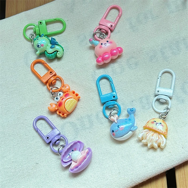 Cartoon Versatile Marine Organism Keychain Cute Animals Keyring Pendant Fashion Creative Backpack Decoration Accessories Gifts