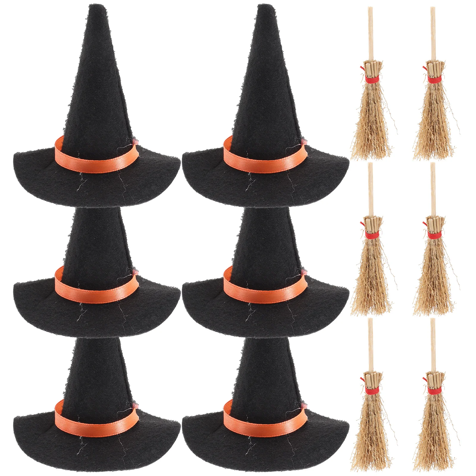 12 Pcs Mini Witch Hat Little Hats for Crafts Dollhouse Decor Miniature Tiny Small Broom