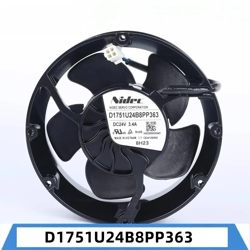 

Original for NIDEC frequency converter fan D1751U24B8PP363 DC24V 3.4A 17cm 172*150*51mm ABB ACS880 circular 4-wire cooling fan