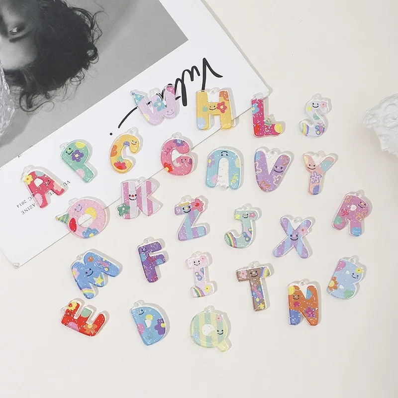 100pcs/lot handmade cream English alphabet diy children's early education accessories bracelet knitting wholesale