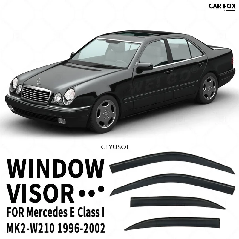 4Pcs Window Visor For Mercedes E Class MK2 W210 1996-2002 Weathershield Sun Rain Deflector Guard Car Window Deflector