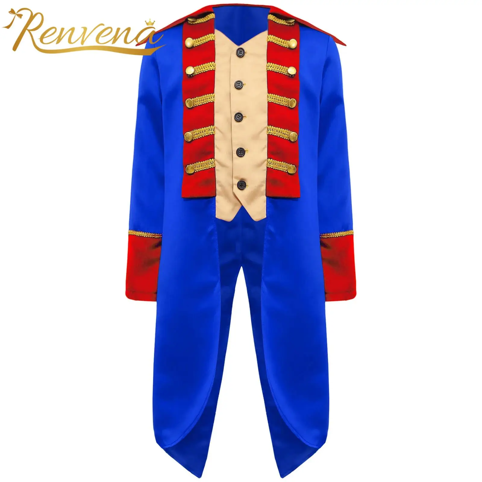 Kids Boys Long Sleeve Vintage Tailcoat Medieval Renaissance British Napoleon Costume Performance Theme Party Cosplay Jacket