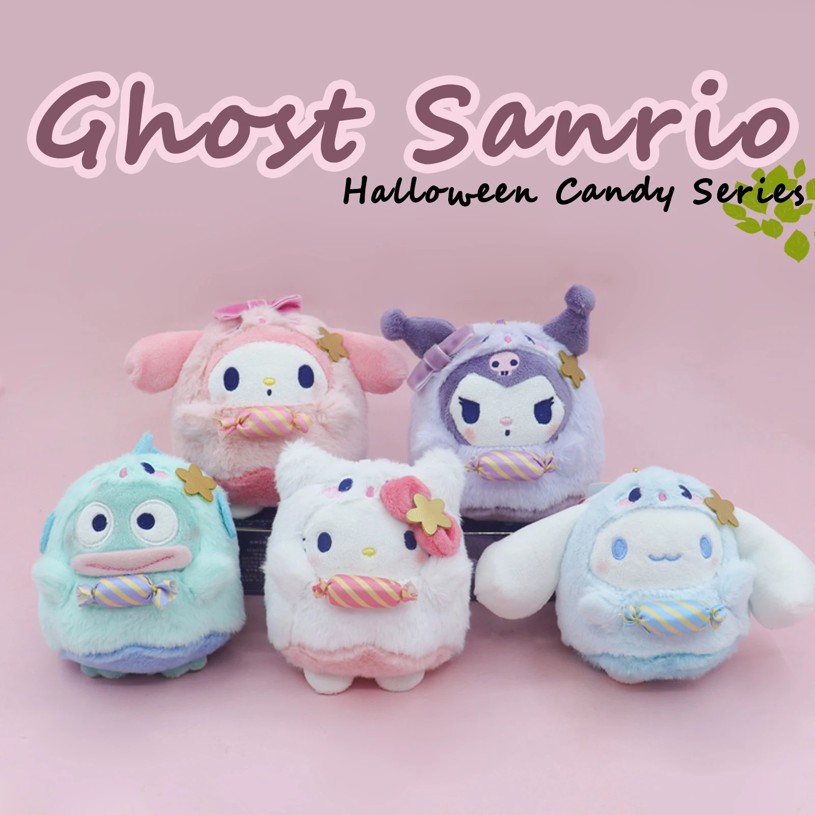 

Cute Ghost Halloween Candy Series Kuromi Cinnamoroll Kt Cat Cartnoon Hello Kitty Plush Toy Bag Pendant Keychain Halloween Gift
