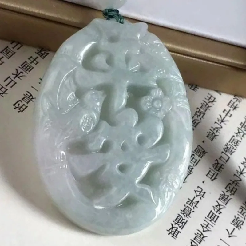 

Новый нефритовый кулон-оберег из жадеита, круглый, с эффектом ледяной глазури, на цепочке для свитера, парные модели для мужчин и женщин