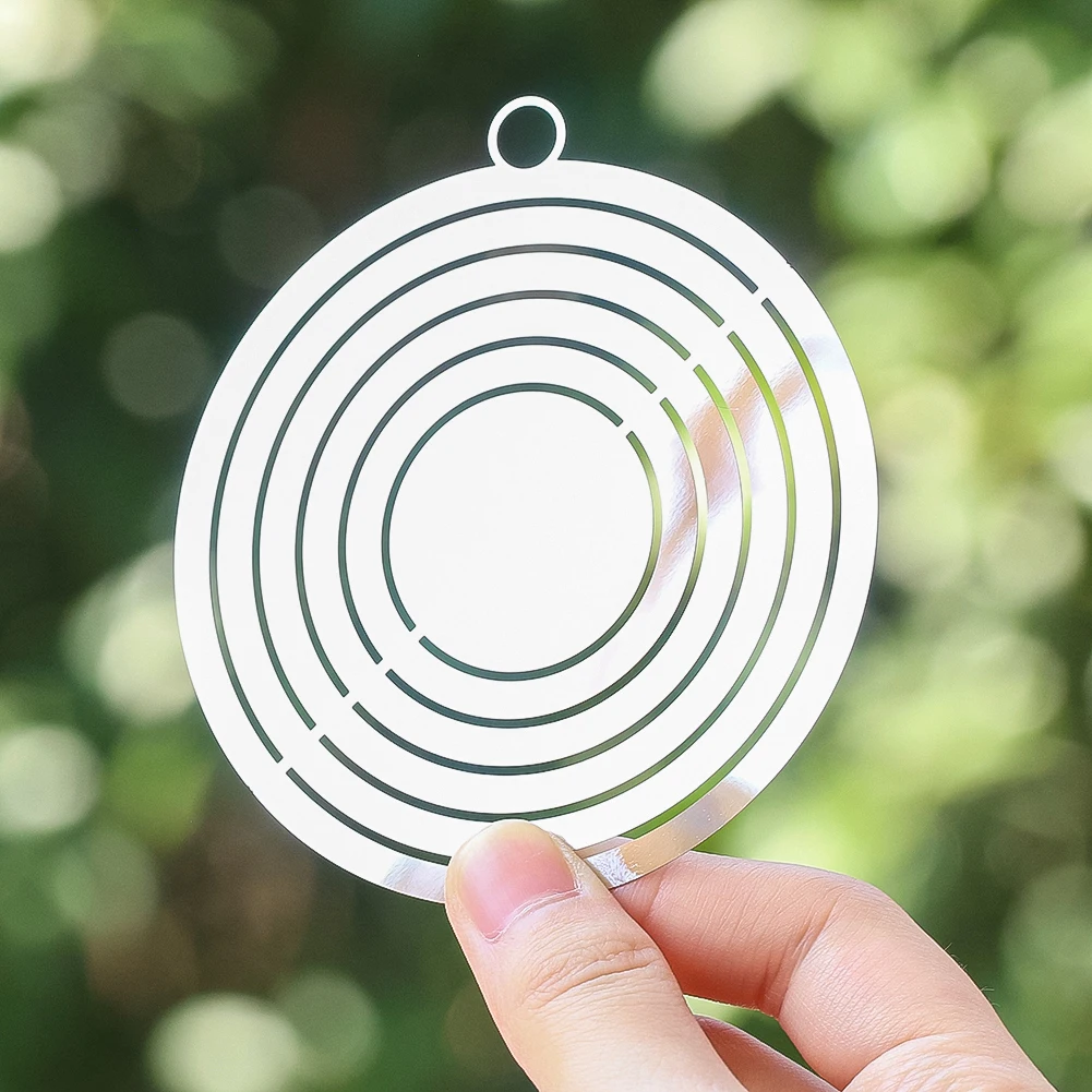 1PC Multiple Rings Wind Spinner Minimalism Stainless Steel Round Sun Catcher Silver Metal Yard Decor Room Decoration Accessories