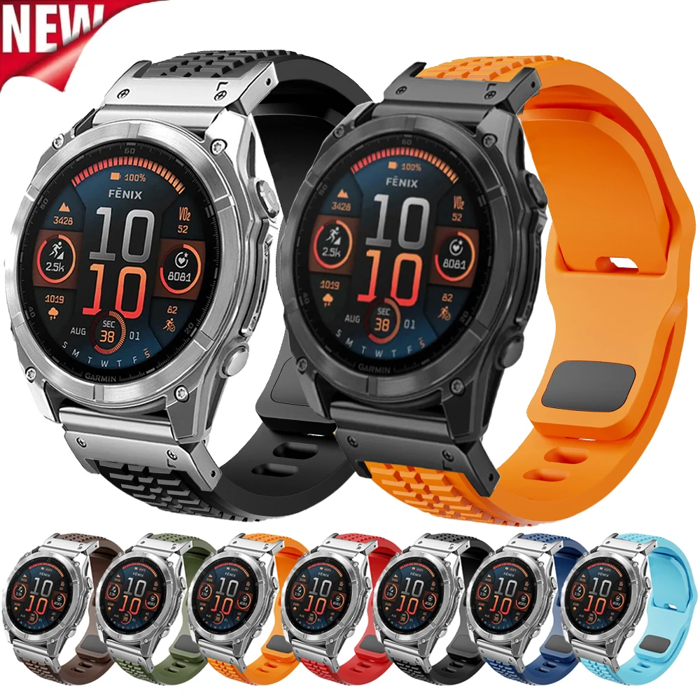 حزام سيليكون 26 ملم لساعة Garmin Fenix 8 7X Pro Tactix 7 EPIX Pro Quick Fit Soprts Band لـ Garmin Enduro 3 2X Instinct 3 2X