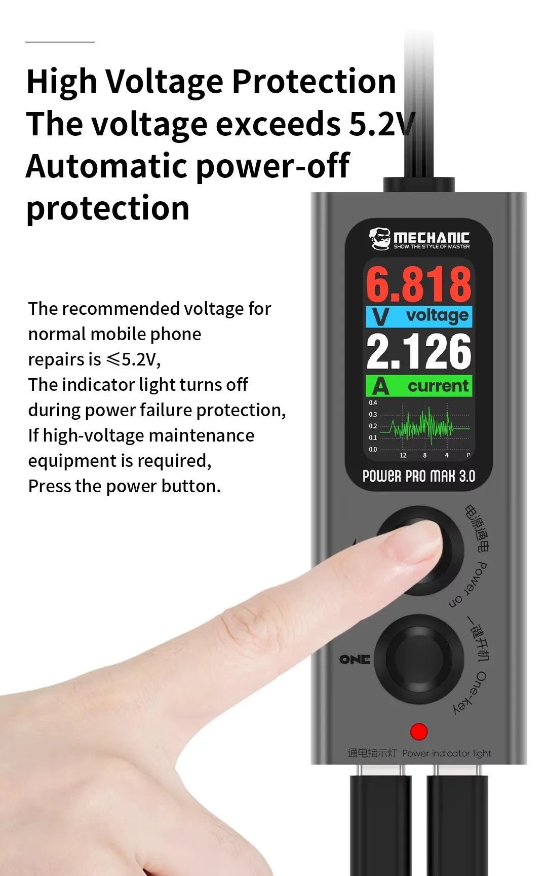 MECHANIC Power Pro Max 3.0 Power Supply Test Cable For iPhone X-17PM Type-C Input with 17 FPC One-button Start Boot Line