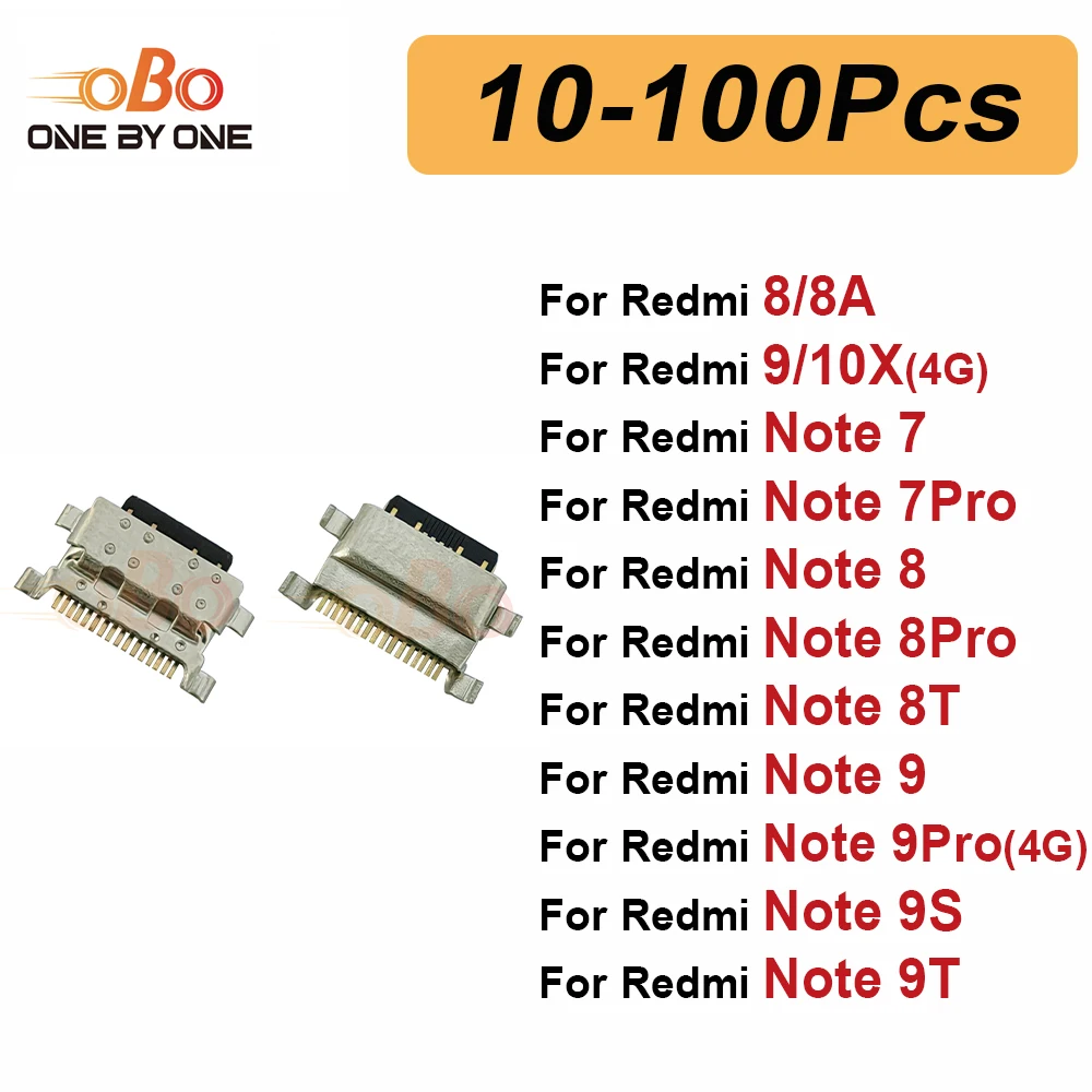 10-100Pcs Charging Port Dock Plug For Redmi 8 9 10X Note 7 8 9 Pro 8T 9S 9T 4G TYPE-C Charger Connector Socket Repair Parts